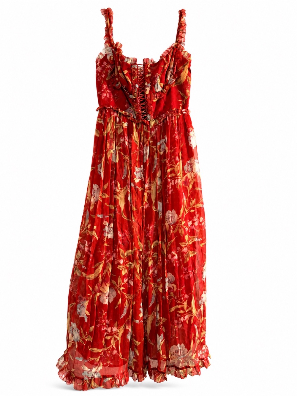 Zimmermann Red Floral Wide-Leg Jumpsuit